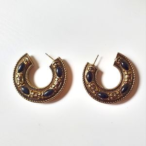 Boho brass chunky large hoop earrings